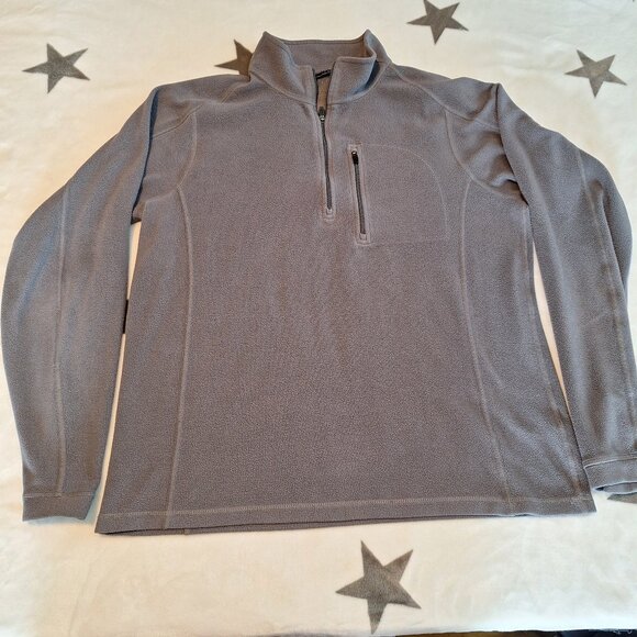 LL Bean Gray Trail Fleece‎ Quarter Zip Pullover Jacket 280962 Sz Medium Pocket - Picture 1 of 8